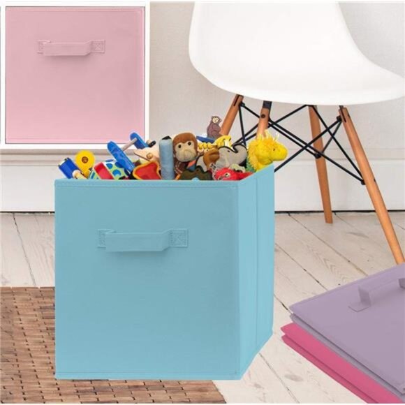Fabric Storage Bins - 8 Pack - Fun Colored Storage Cubes | 2 Reinforced Handles - Picture 5 of 7